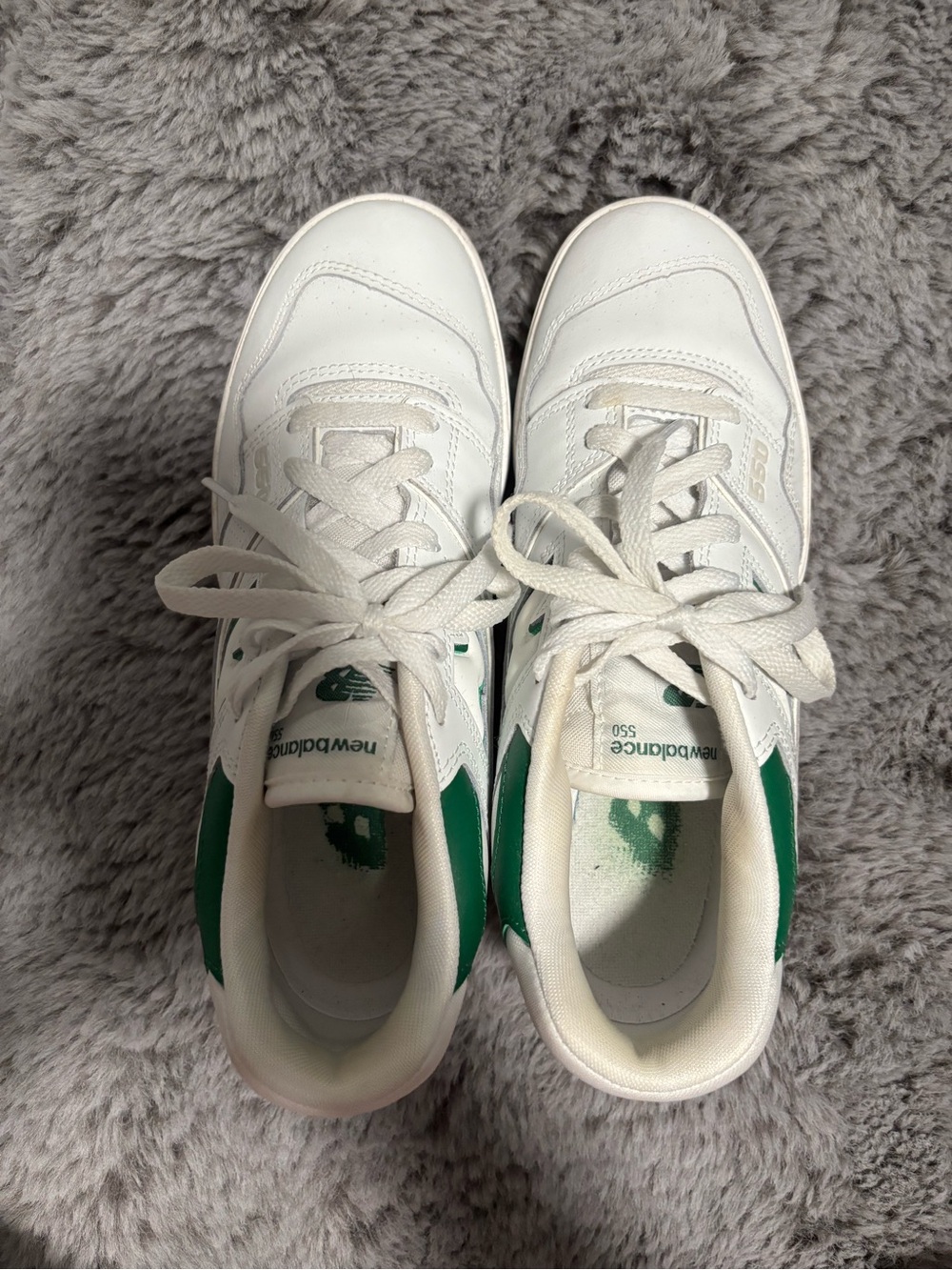 New Balance White and Green Retro Low-Top Sneakers